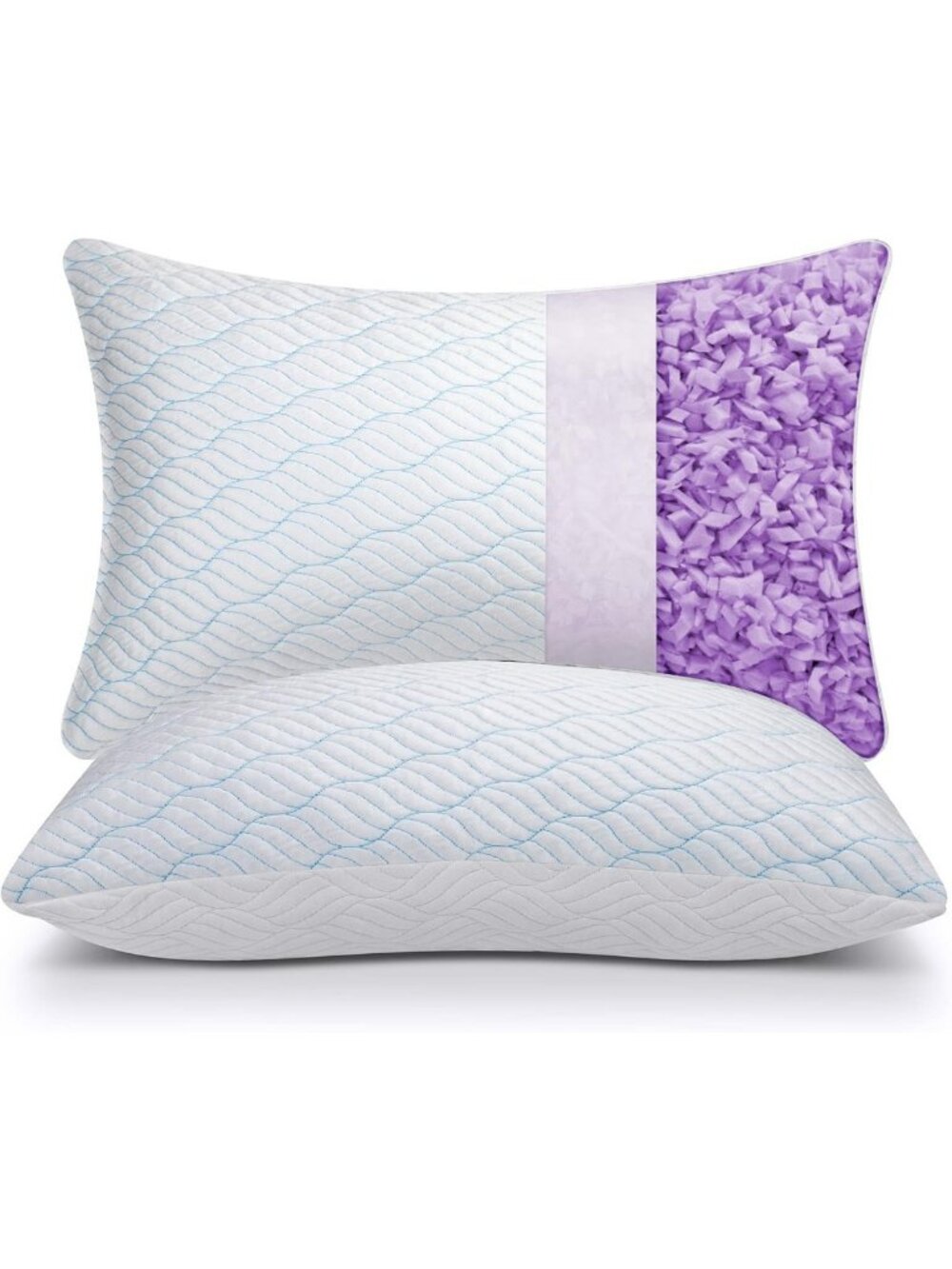 Cooling Shredded Memory Foam Pillows - Queen Size Set of 2 for Ultimate Comfort